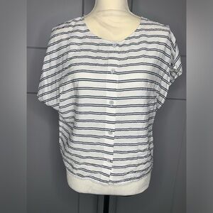 Cabi Sail Away Top Women’s‎ Size Small White Striped Loose Fit Dolman Sleeve